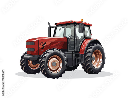 High detailed illustration of a farm tractor isolated on white background. 