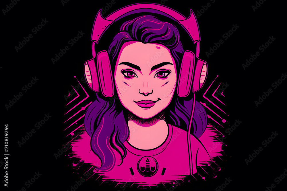 kawaii girl in anime style with headphones. Neural network AI generated art kawaii girl in anime style with headphones. Neural network AI generated art