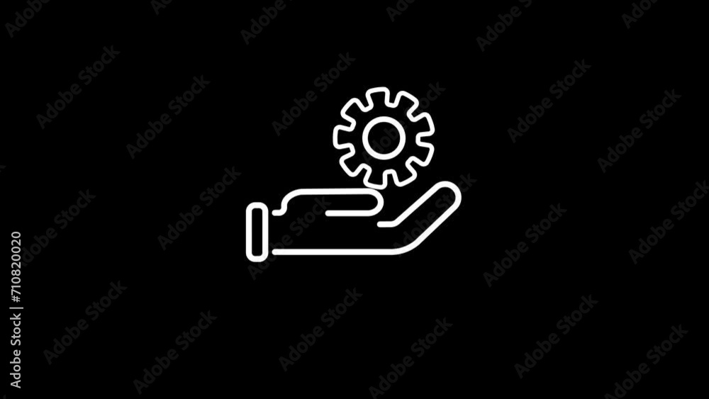 A gear icon animation on hand A gear icon animation on hand
