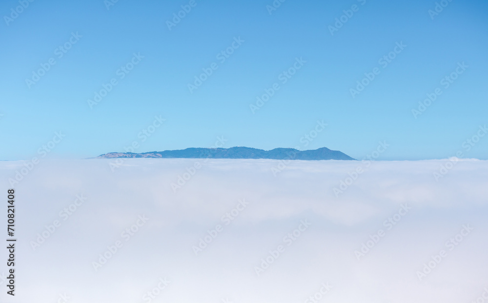 San Francisco hills over the clouds. Low cloud visibility.