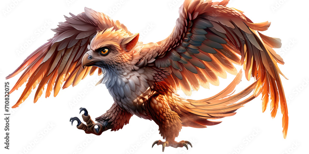 Fototapeta premium Beautiful mythical griffin on a white background.