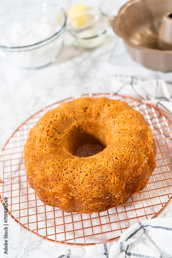 Cooling Delight: Freshly Baked Carrot Bundt Cake