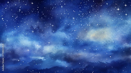 Dreamy Watercolor Starry Night Sky  Dreamy and mystical watercolor painting of starry night sky evoking wonder and imagination  Great for bedroom decor  AI Generated