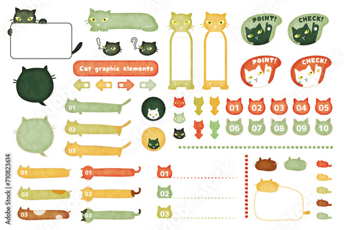 見出し　猫　かわいい　ビンテージ　あしらい　セット