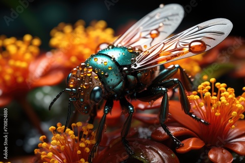 Nature beauty captured macro view of insect Generative AI © Fanni Art