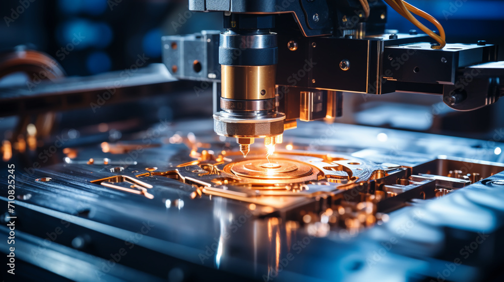 Cnc milling machine. Processing and laser cutting for metal in the industrial. Motion blur. Industrial exhibition of machine tools. Cnc milling machine. Processing and laser cutting for metal in the industrial. Motion blur. Industrial exhibition of machine tools.