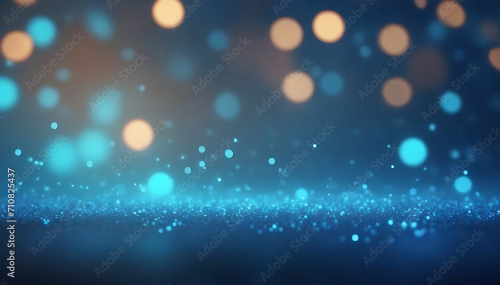 Blue glow particles abstract bokeh background. festive shining background with beautiful bokeh.