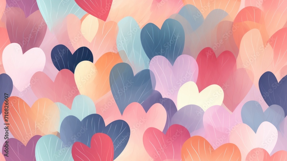  a lot of hearts that are in the shape of a heart on a pink, blue, and red background.