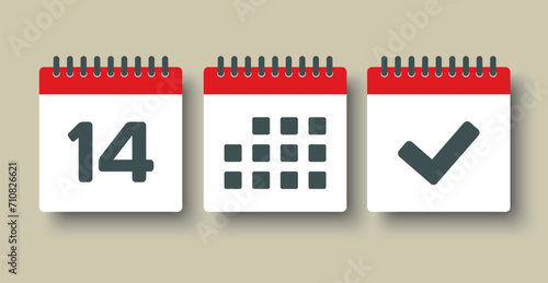 Vector icon page calendar - 14 day, agenda, done