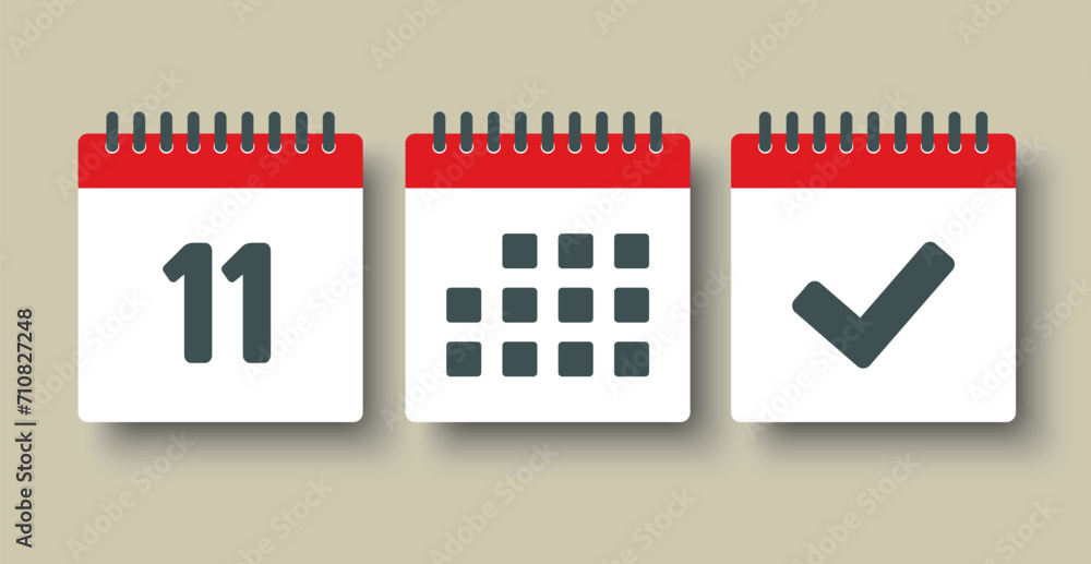 Vector icon page calendar - 11 day, agenda, done Vector icon page calendar - 11 day, agenda, done