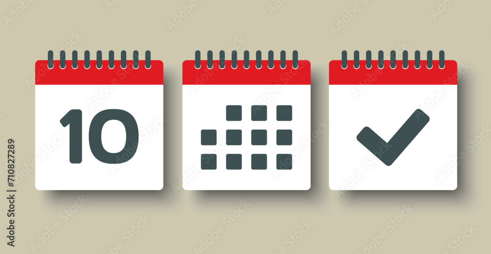 Vector icon page calendar - 10 day, agenda, done Vector icon page calendar - 10 day, agenda, done