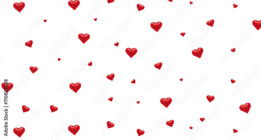 Seamless pattern red realistic hearts. Vector illustration of metal heart shaped. Ideal for luxury, romantic, and love design
