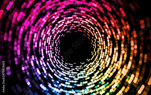 A vibrant blending tunnel exhibiting a textured purple and yellow gradient background with an array of rainbow hues