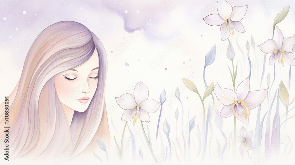 Winter scenes and portraits and orchids, Cartoon drawing, Water color style, AI Generated Winter scenes and portraits and orchids, Cartoon drawing, Water color style, AI Generated