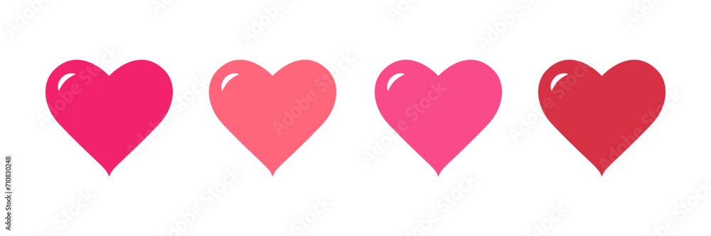 Set of love icon symbol valentines day pink red. Heart sign collection. Illustration vector template design