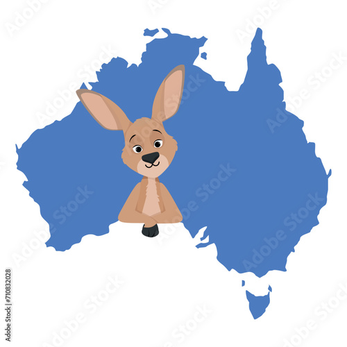 Cute kangaroo with mainland Australia