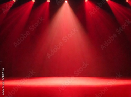 Artistic performances stage light background with spotlight illuminated the stage for contemporary dance. Empty stage with red colors and lighting design. Entertainment show.
