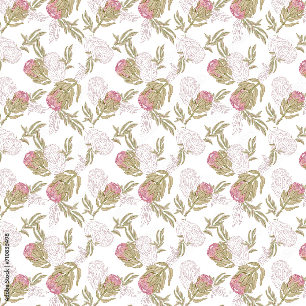 Padrão de estampa La Belle floral rosa em aquarela Padrão de estampa La Belle floral rosa em aquarela