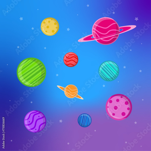 Set de vasios planetas estilo vector flat