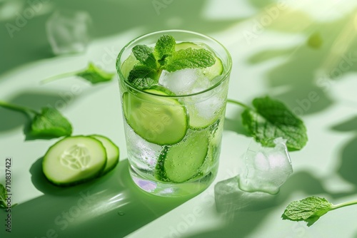 Refreshing cucumber and mint cooler, a crisp and invigorating choice for a rejuvenating experience.