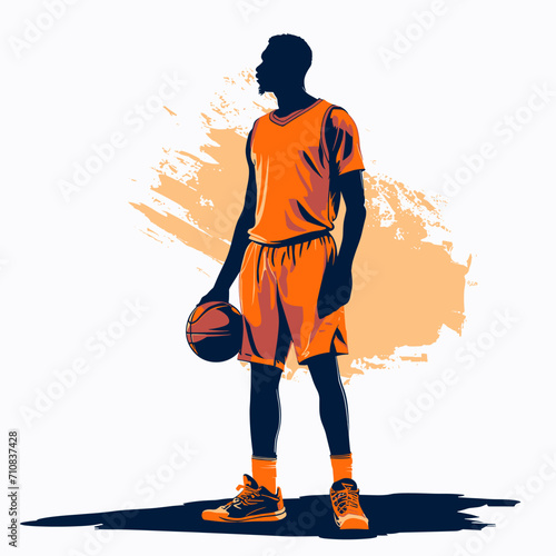 cinematic basketball player silhouette standing