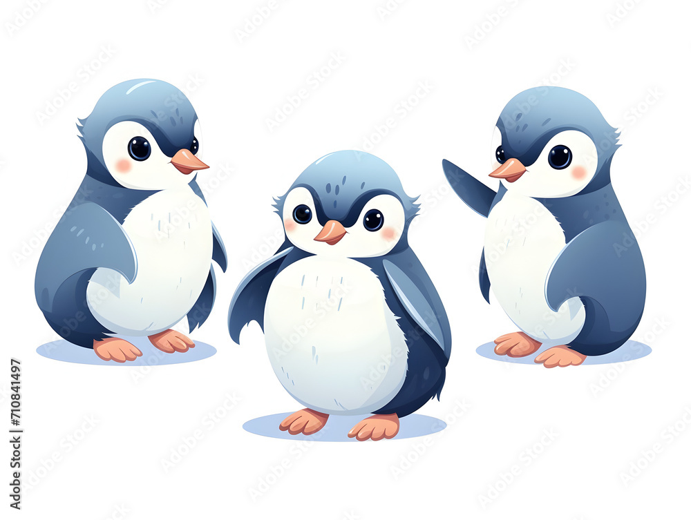 Fototapeta premium Illustration of a cute penguins isolated on white background 