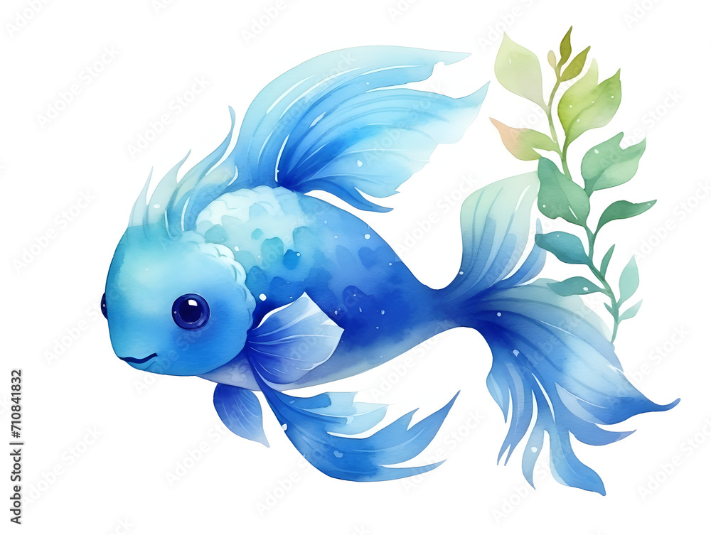 Fototapeta premium Watercolor illustration of fish isolated on white background 