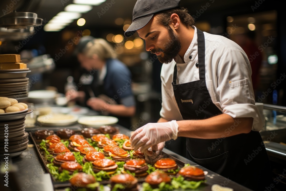 Customer customs fresh burger at the counter., generative IA Customer customs fresh burger at the counter., generative IA