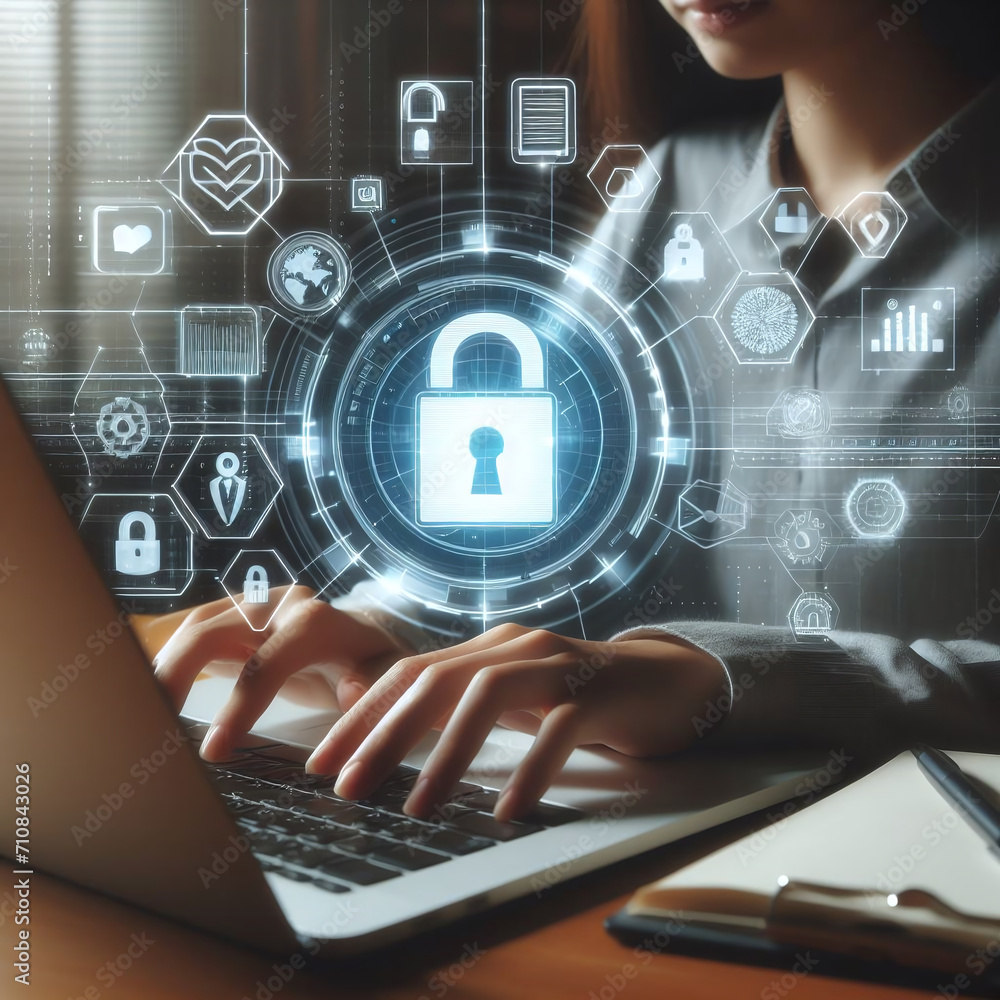 Cyber security, Data protection, information safety and encryption. internet technology and business concept. Virtual screen with padlock icons. Cyber security, Data protection, information safety and encryption. internet technology and business concept. Virtual screen with padlock icons.