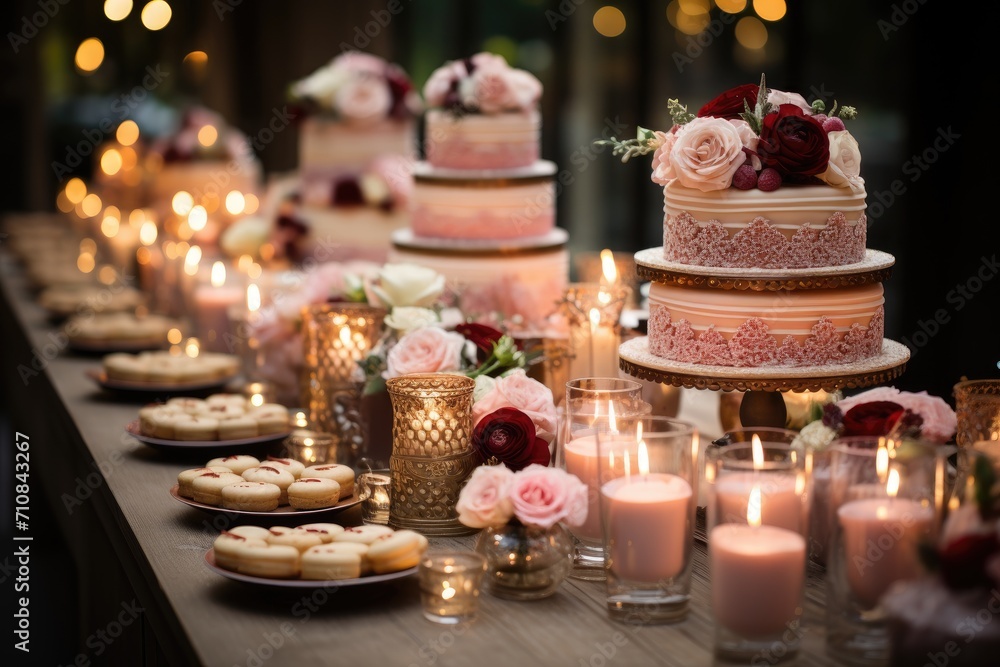 Elegant banquet displays diversity of dishes in marriage., generative IA Elegant banquet displays diversity of dishes in marriage., generative IA