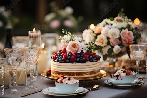 Elegant banquet displays diversity of dishes in marriage., generative IA © JONATAS