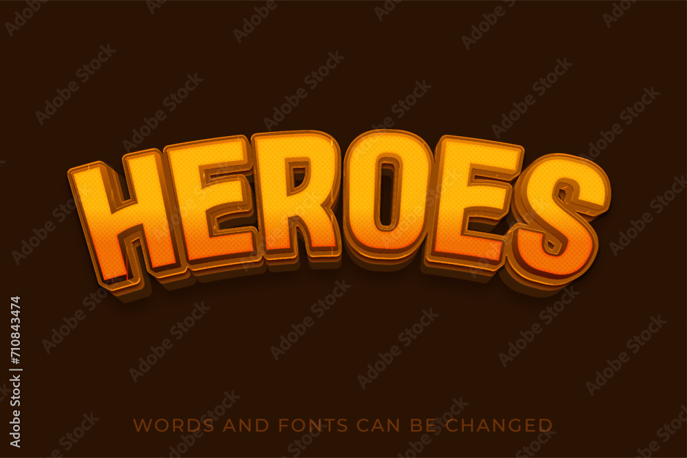 Obraz premium Heroes 3d text effect, editable text style