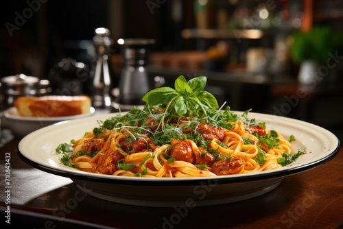 Handmade pasta in a welcoming bistro  authentic experience., generative IA © JONATAS