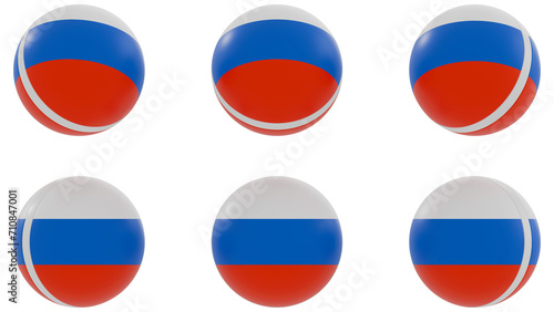 Ball with Russia country flag on transparent background. PNG of spheres with Russia national flag icon . 3d rendering 