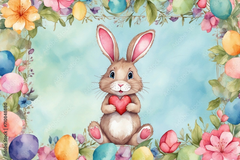 easter watercolor bunny amidst blossoms in delightful easter designs for invitations, cards, greetings, and congratulations