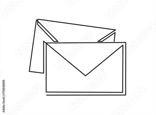 Continuous line drawing of envelope. Vector illustration