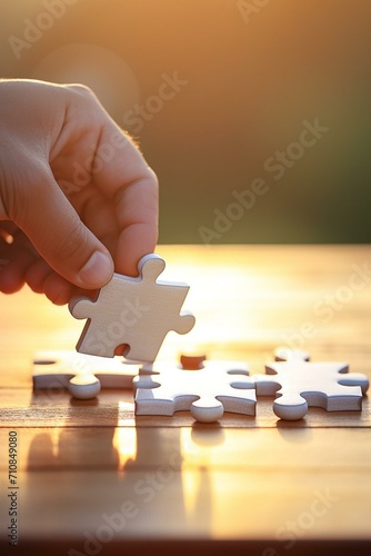 Sunlit Jigsaw Puzzle Piece in Hand