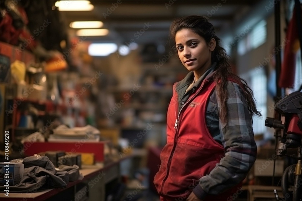 Confident Craftswoman in a Workshop