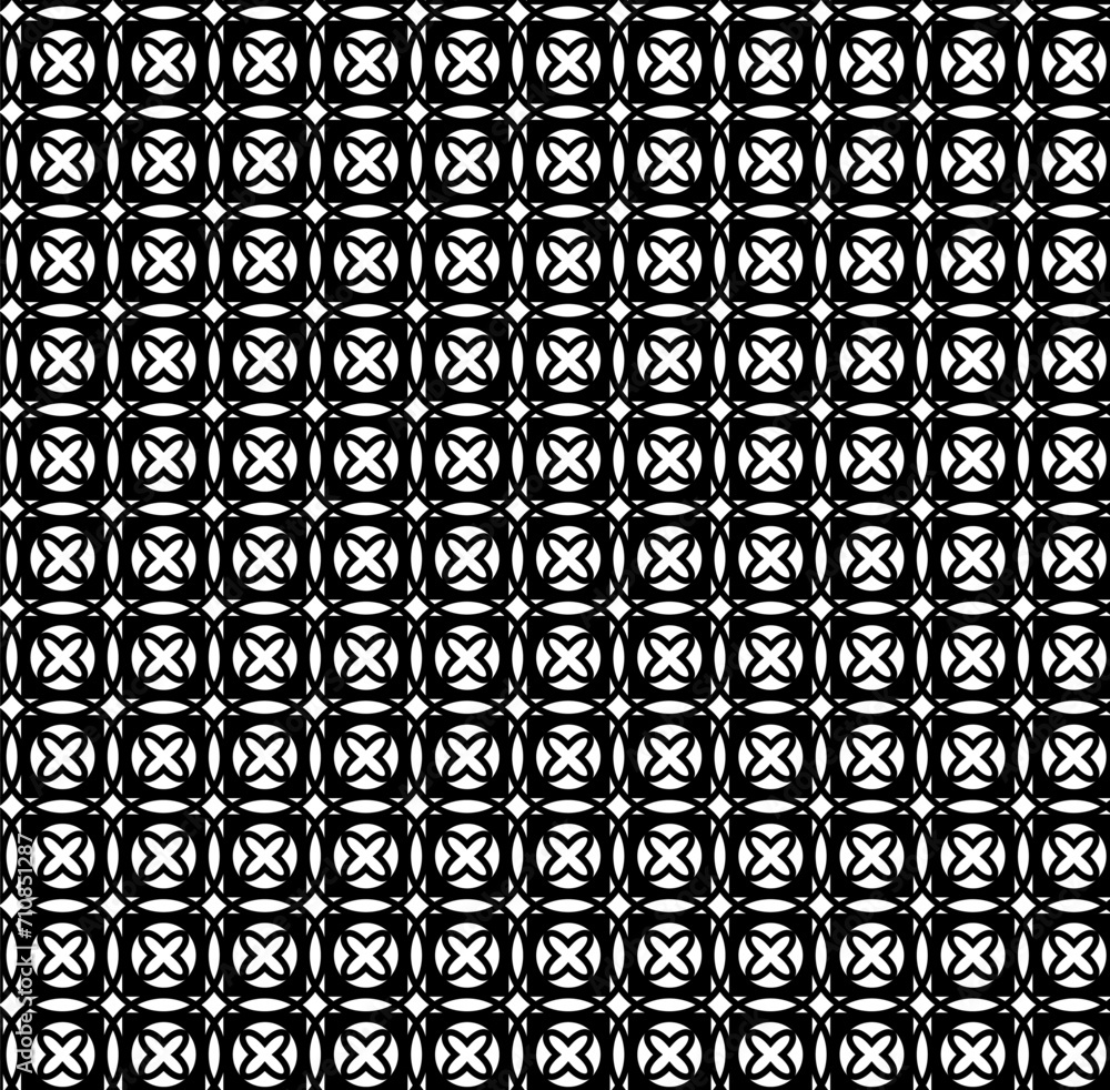 Vector seamless texture in the form of a lattice of black abstract geometric patterns on a white background