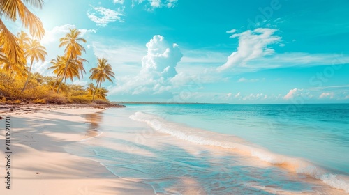 Caribbean beach background. Sunny tropical beach. Hot afternoon on an empty beach. The best beaches in the world. Dominican Republic beaches. 
