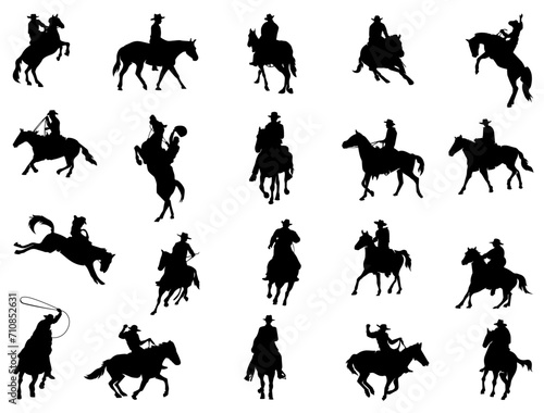 Cowboy silhouette vector art white background