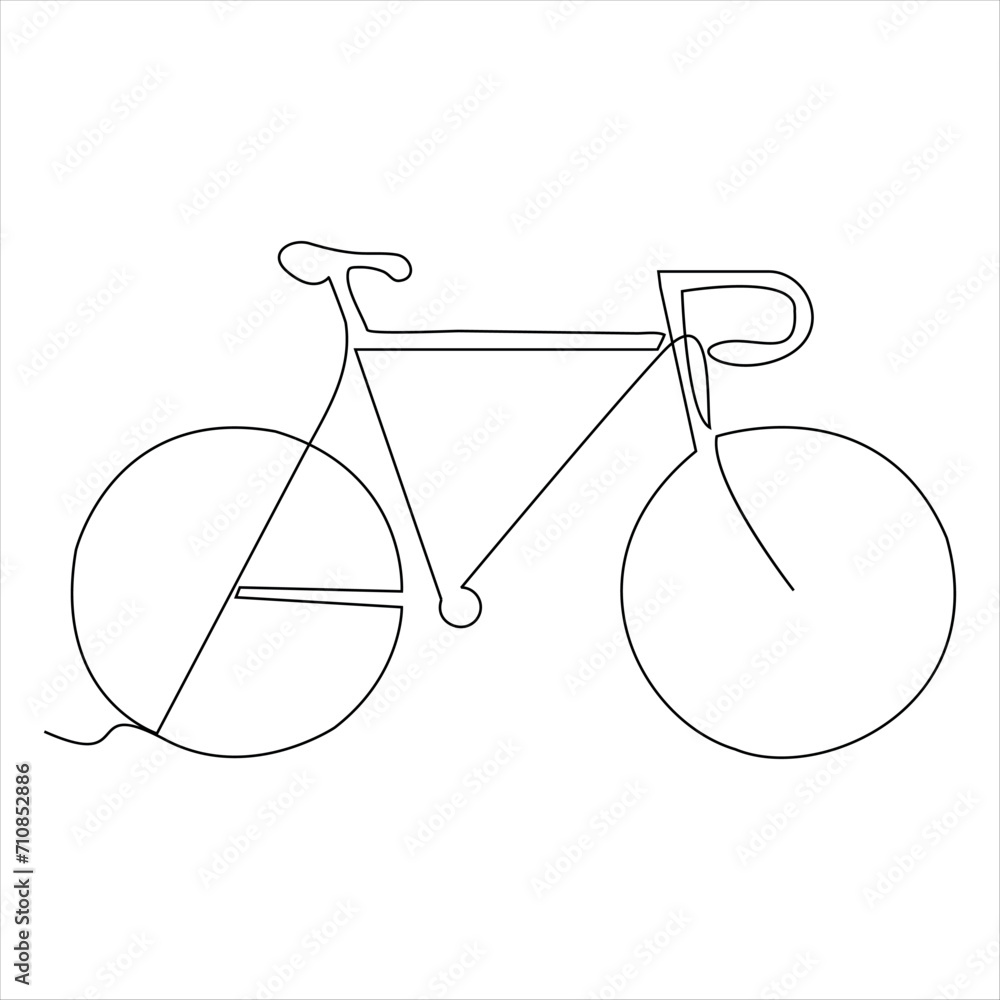 Single line continuous drawing of classic bicycle outline vector illustration
