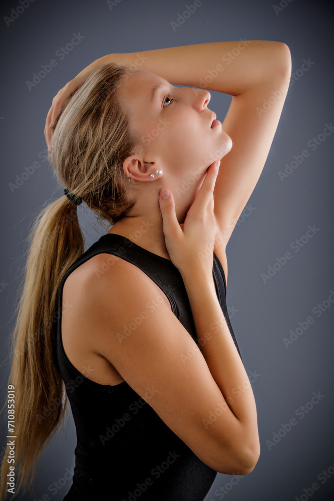 Fototapeta premium Beautiful Blond Young Model extremely pretty face