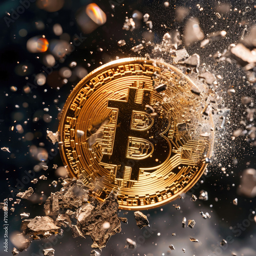 Bitcoin token exploding, crypto currency, and halving © DriftlessRamblings93