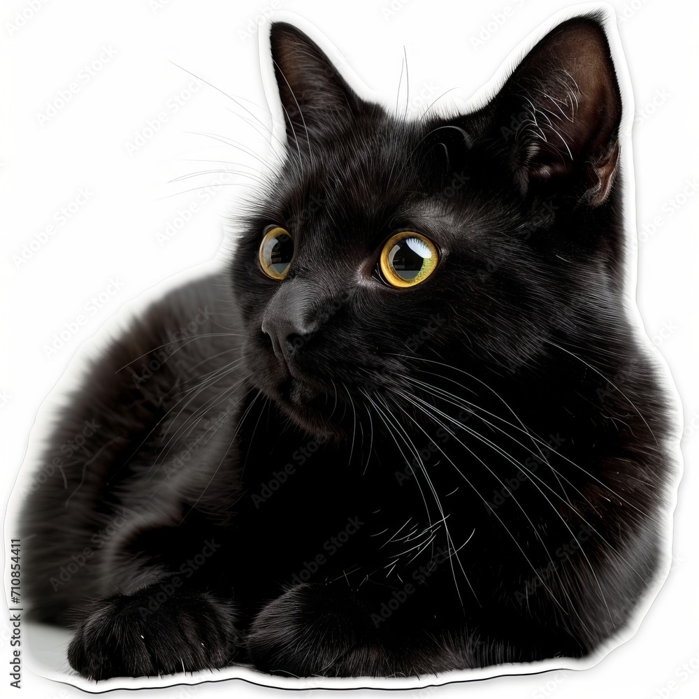 Sticker design sketch of a black cat Sticker design sketch of a black cat