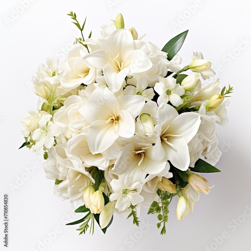 bouquete of white flowers on white background photo