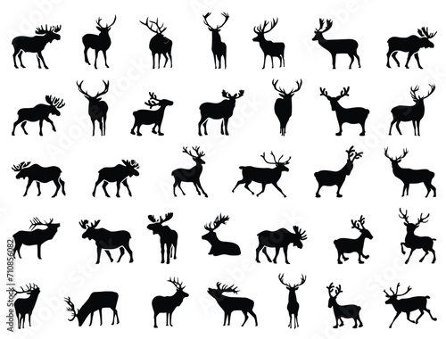 Reindeer silhouette vector art white background