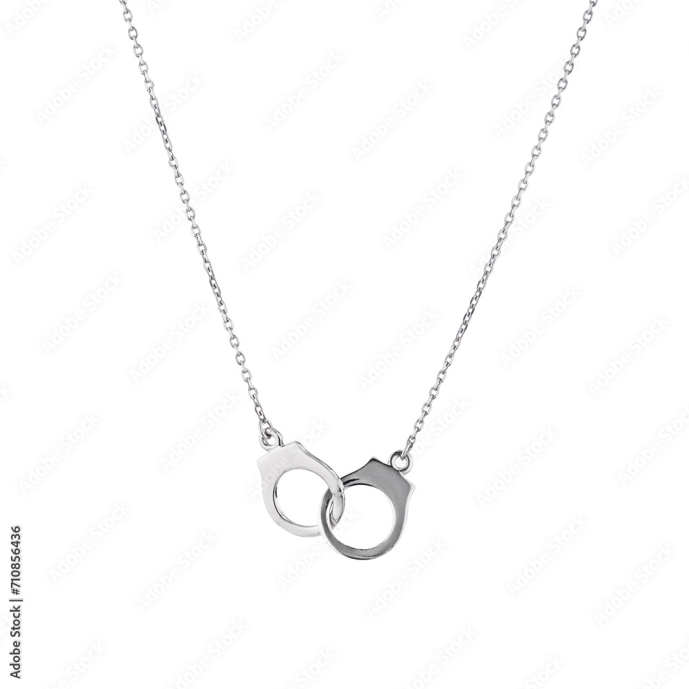 Elegant silver chain with a pendant isolated on white background Elegant silver chain with a pendant isolated on white background