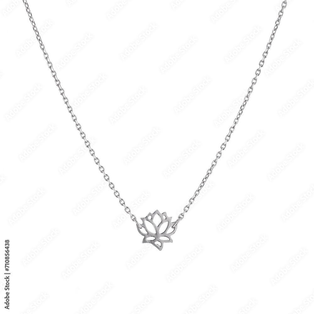 Elegant silver chain with a pendant isolated on white background Elegant silver chain with a pendant isolated on white background