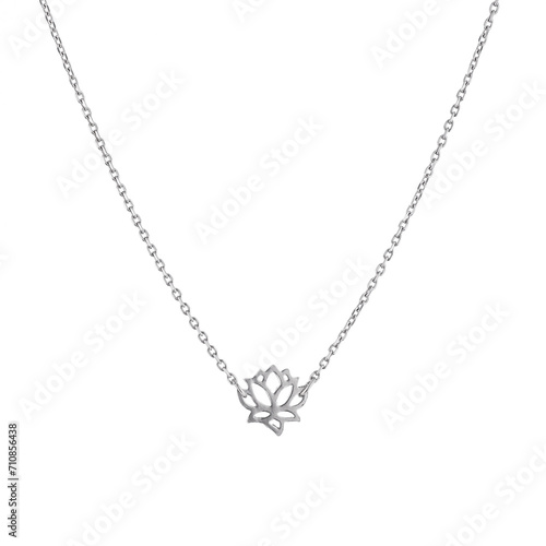 Elegant silver chain with a pendant isolated on white background